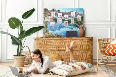 Mountain landscape printed cork board