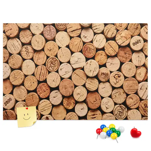 Printed Cork Memo Board with Wooden Wine Cork Design