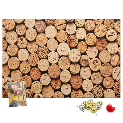 Printed Cork Memo Board with Wooden Wine Cork Design