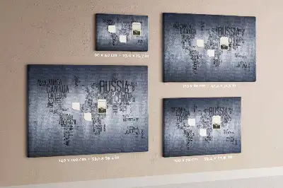 World Map Typography Cork Memo Board