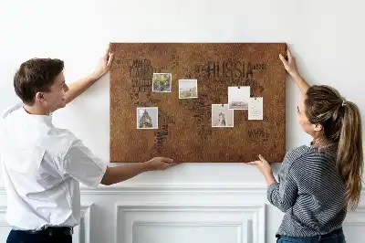 Printed Cork Board Country names map