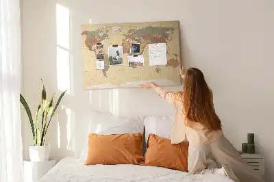 Cork memo board Vintage world map
