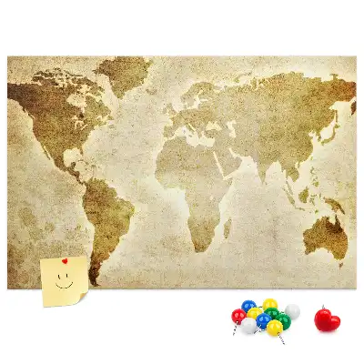 Printed Cork Board Old world map