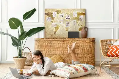 Printed Cork Board Old world map