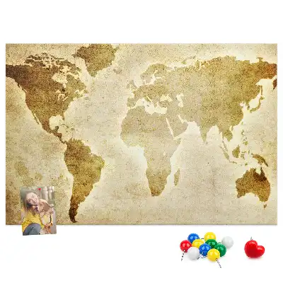 Printed Cork Board Old world map
