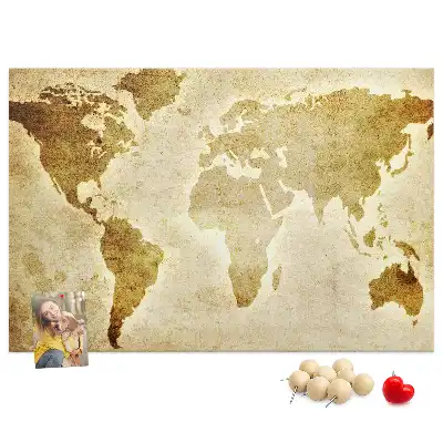 Printed Cork Board Old world map