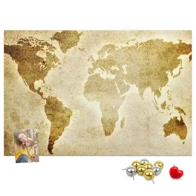 Printed Cork Board Old world map