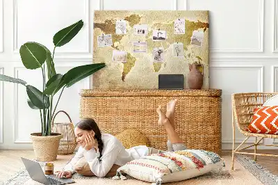 Printed Cork Board Old world map