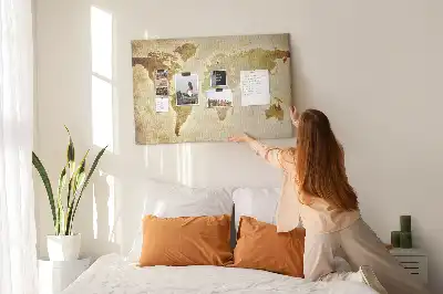 Printed Cork Board Old world map
