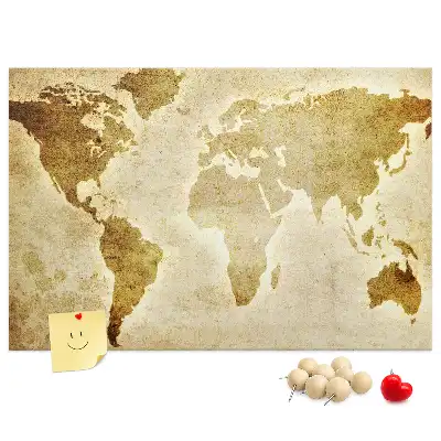 Printed Cork Board Old world map