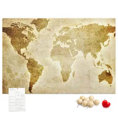 Printed Cork Board Old world map