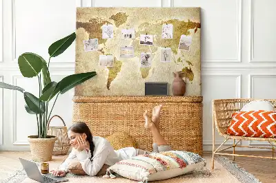 Printed Cork Board Old world map