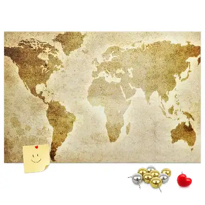 Printed Cork Board Old world map