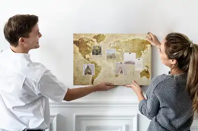 Printed Cork Board Old world map