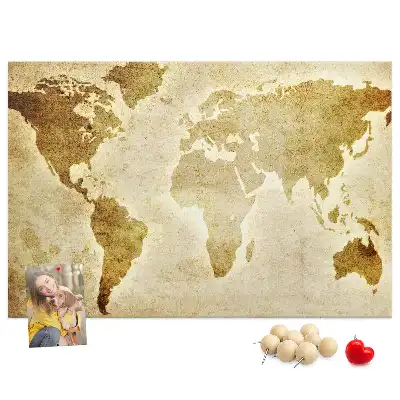 Printed Cork Board Old world map