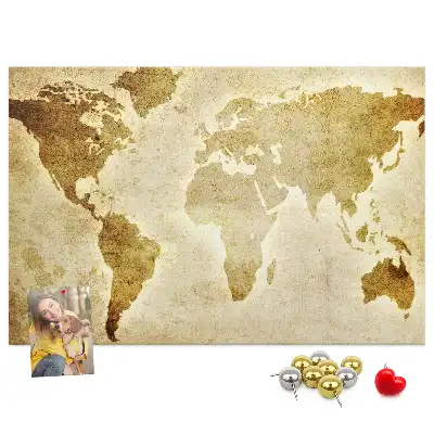 Printed Cork Board Old world map