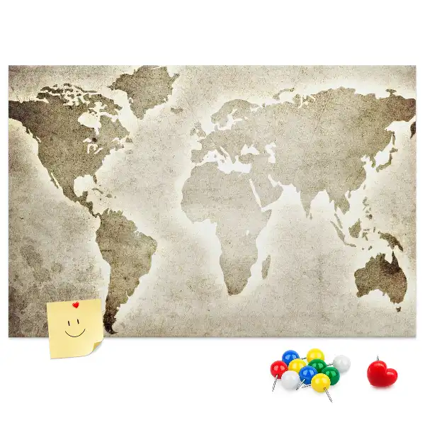 Printed Cork Memo Board World map