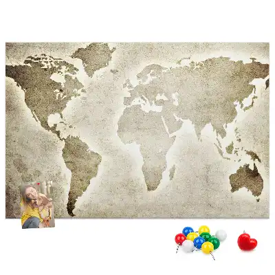 Printed Cork Memo Board World map