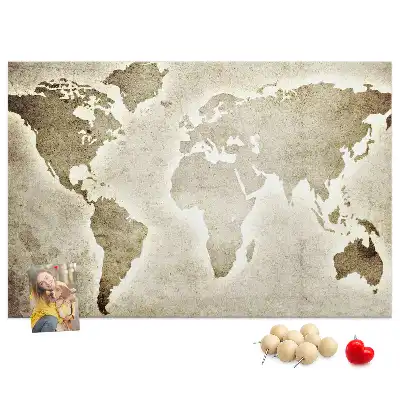 Printed Cork Memo Board World map