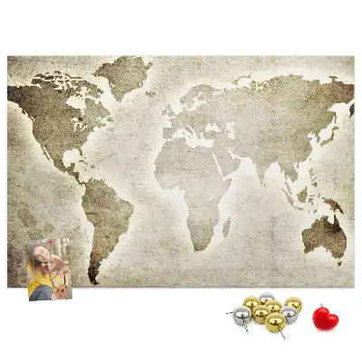 World Map Printed Cork Memo Board