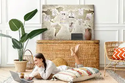 Printed Cork Memo Board World map