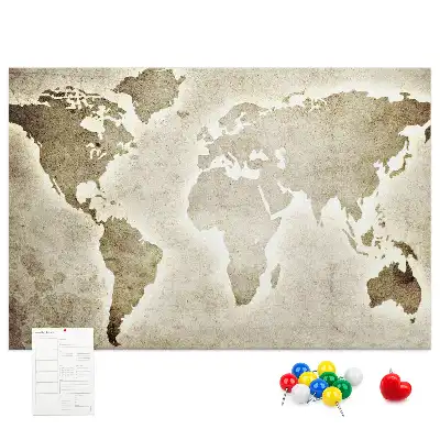 Printed Cork Memo Board World map
