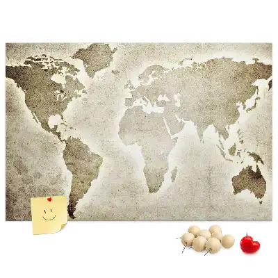 World Map Printed Cork Memo Board