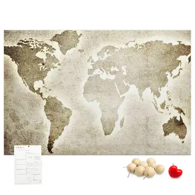 World Map Printed Cork Memo Board