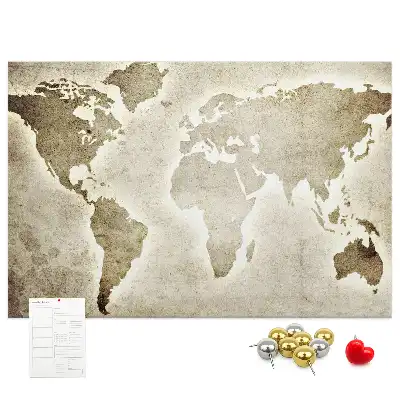 Printed Cork Memo Board World map