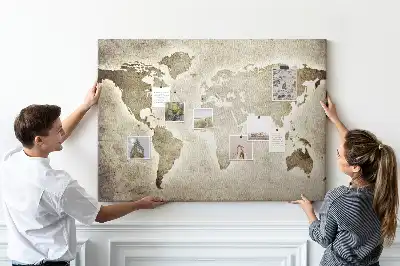 Printed Cork Memo Board World map