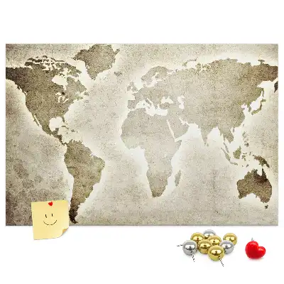 World Map Printed Cork Memo Board