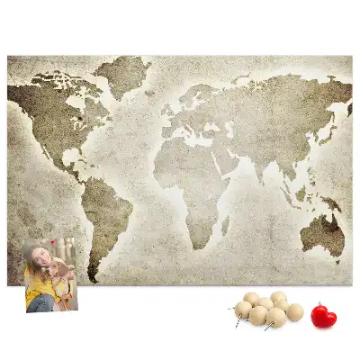 World Map Printed Cork Memo Board