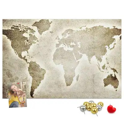 Printed Cork Memo Board World map
