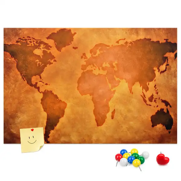 Cork memo board Large world map