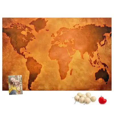 Cork memo board Large world map