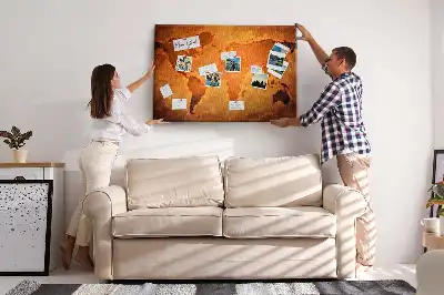 Cork memo board Large world map
