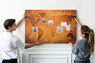 Cork memo board Large world map