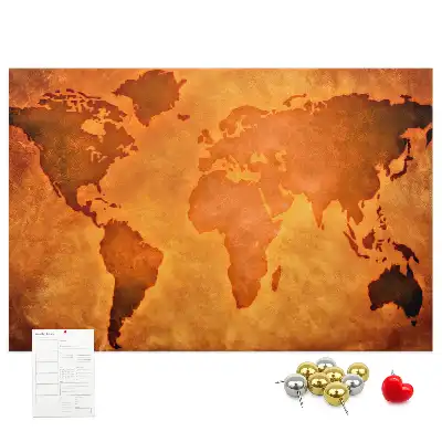 Cork memo board Large world map