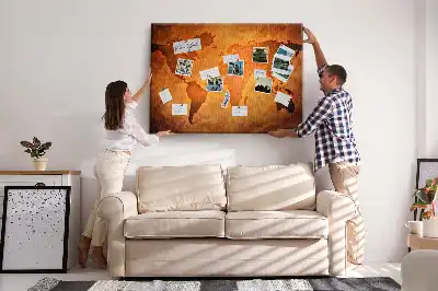 Cork memo board Large world map
