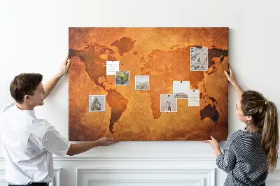 Cork memo board Large world map