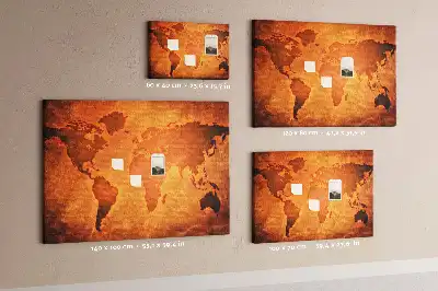 Cork memo board Large world map