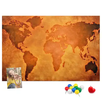 Cork memo board Large world map