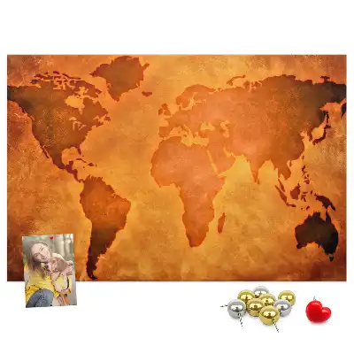 Cork memo board Large world map