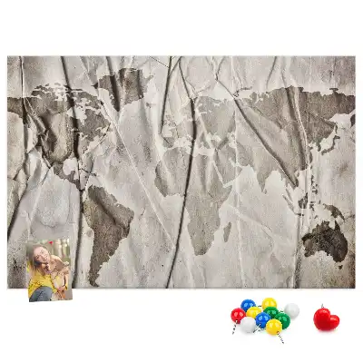 Printed World Map Cork Board