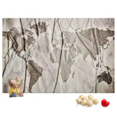 Printed World Map Cork Board