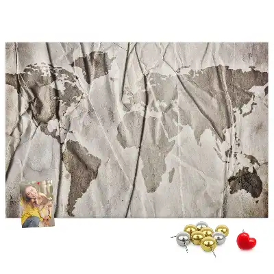 Printed World Map Cork Board