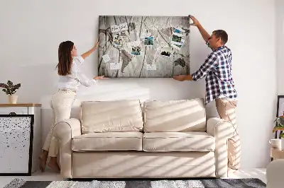 Printed World Map Cork Board
