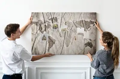 Printed Cork Board World map pattern