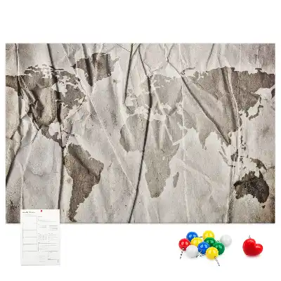 Printed World Map Cork Board