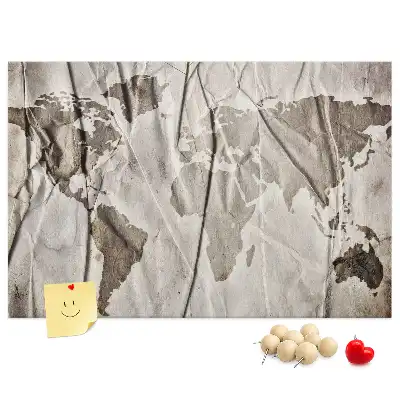 Printed World Map Cork Board
